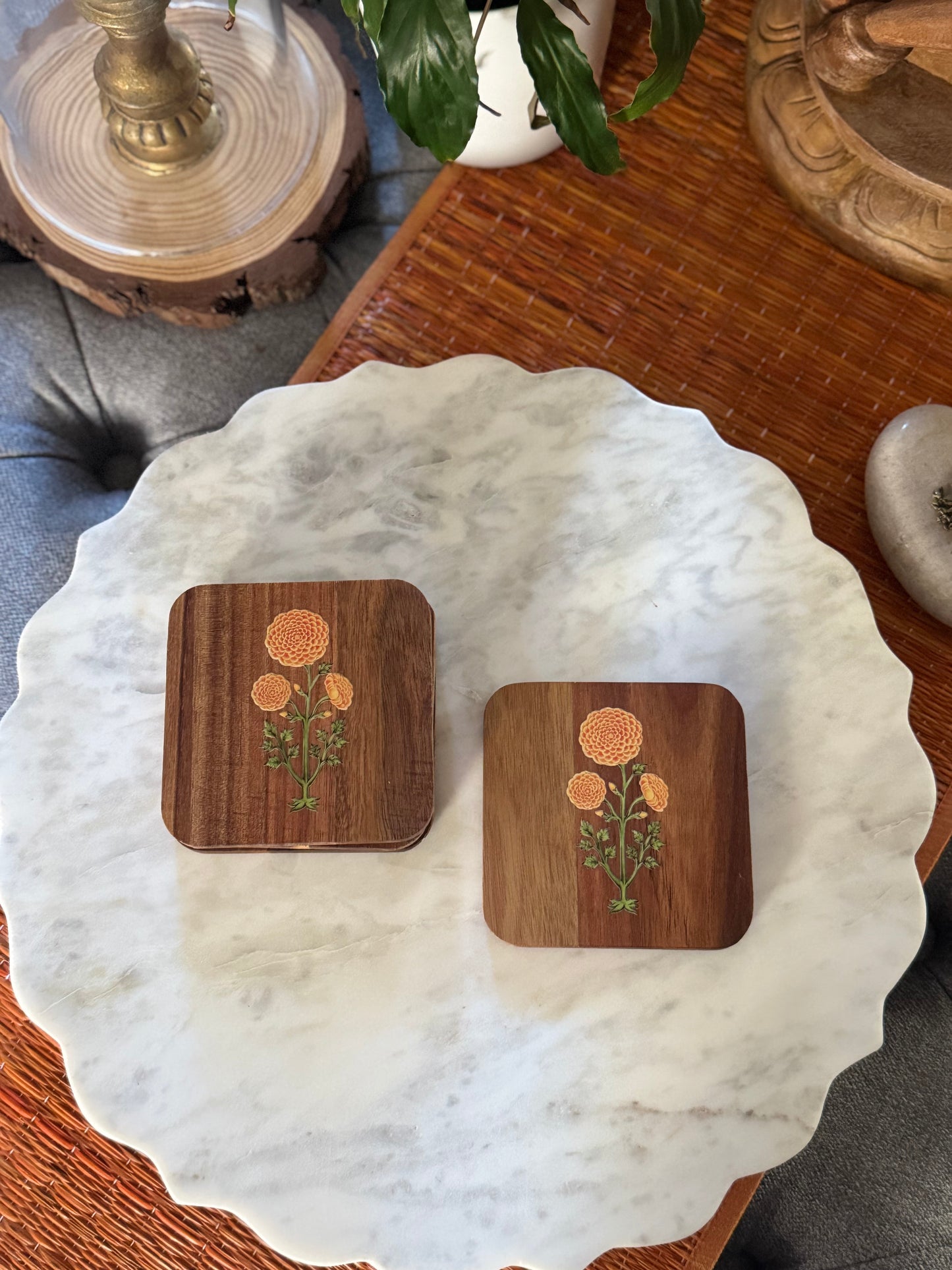 Wooden Coasters - Marigold