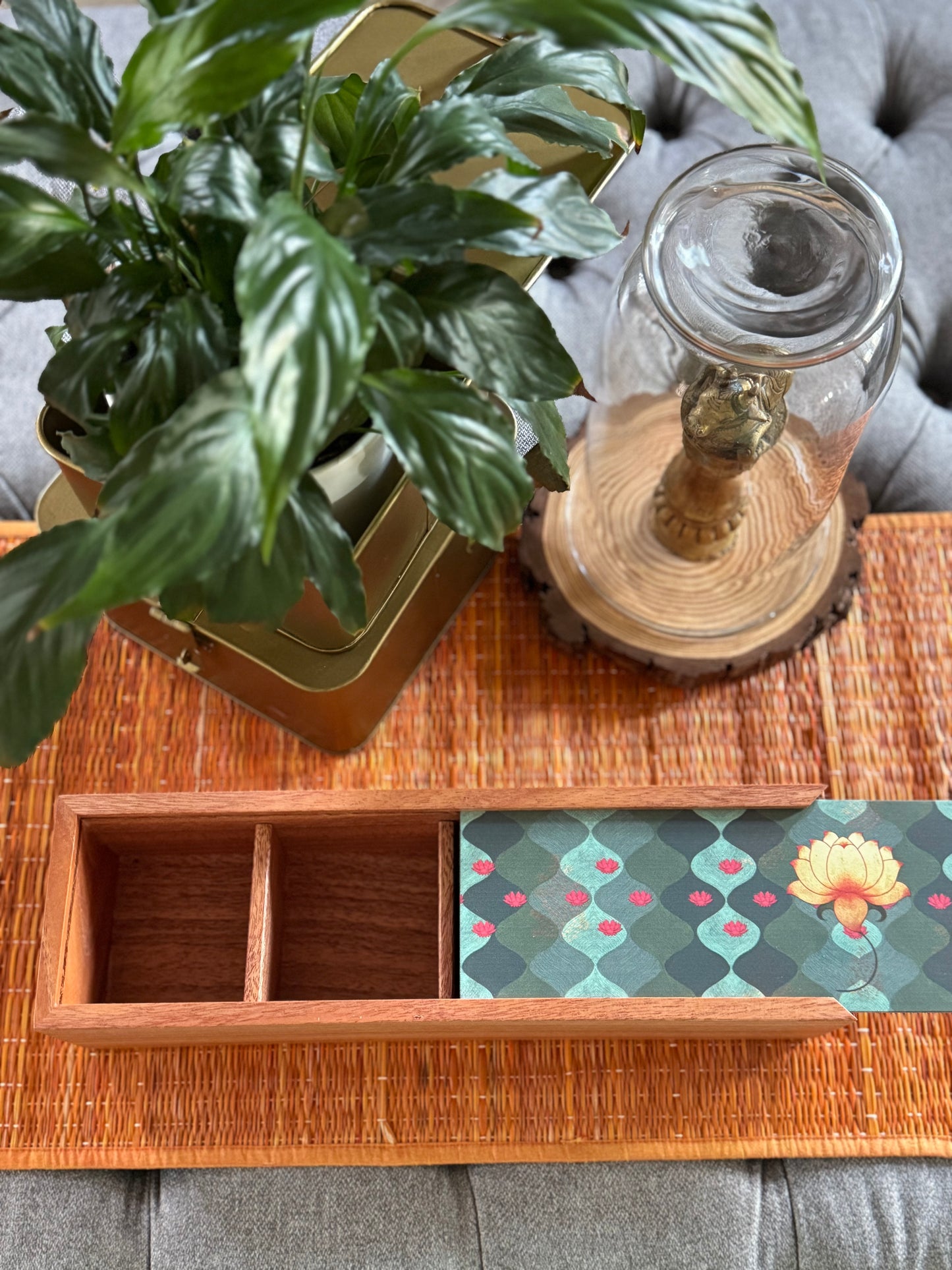 Wooden Tea Box - Lotus