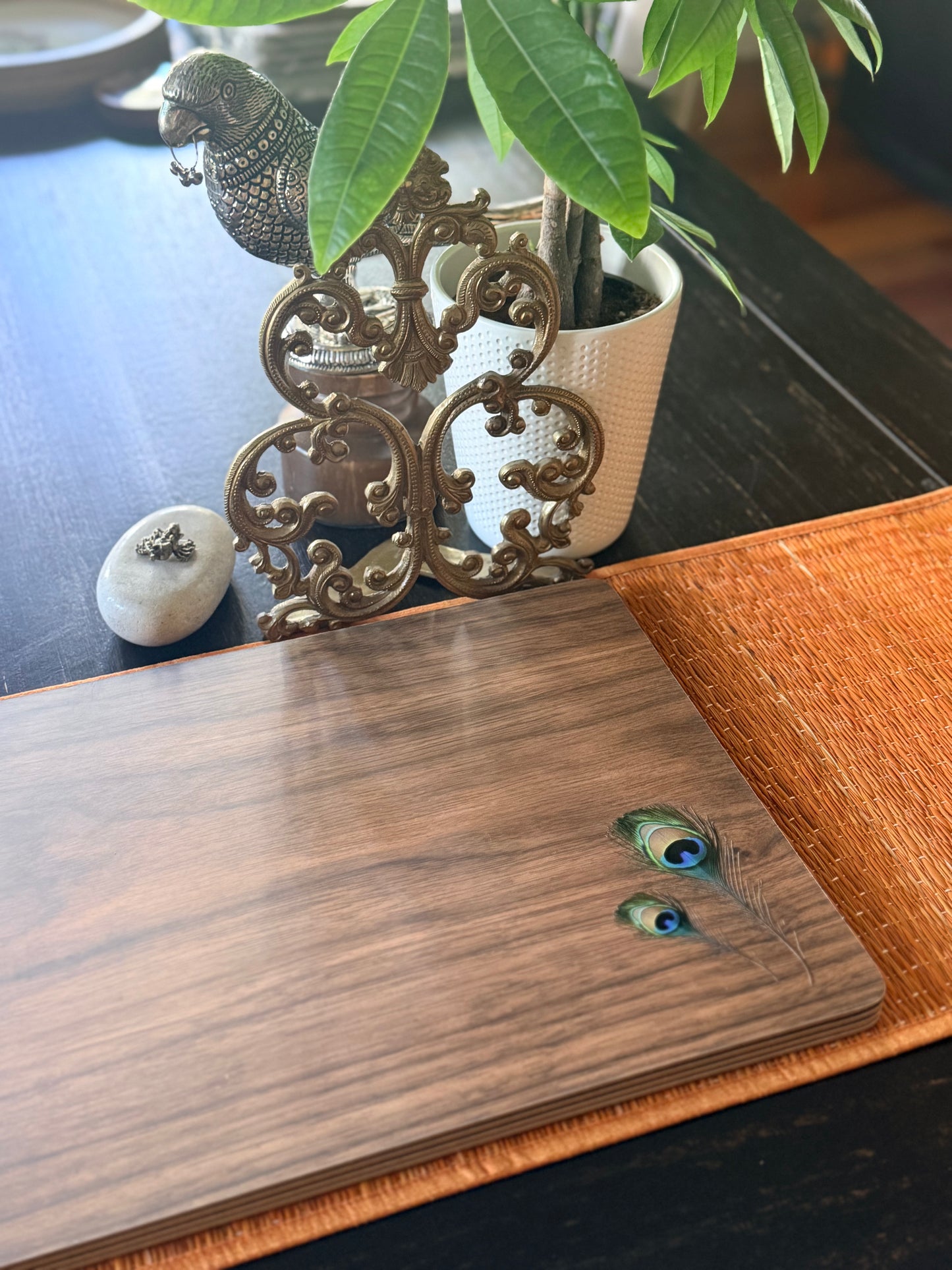 Cork based placemats- Peacock