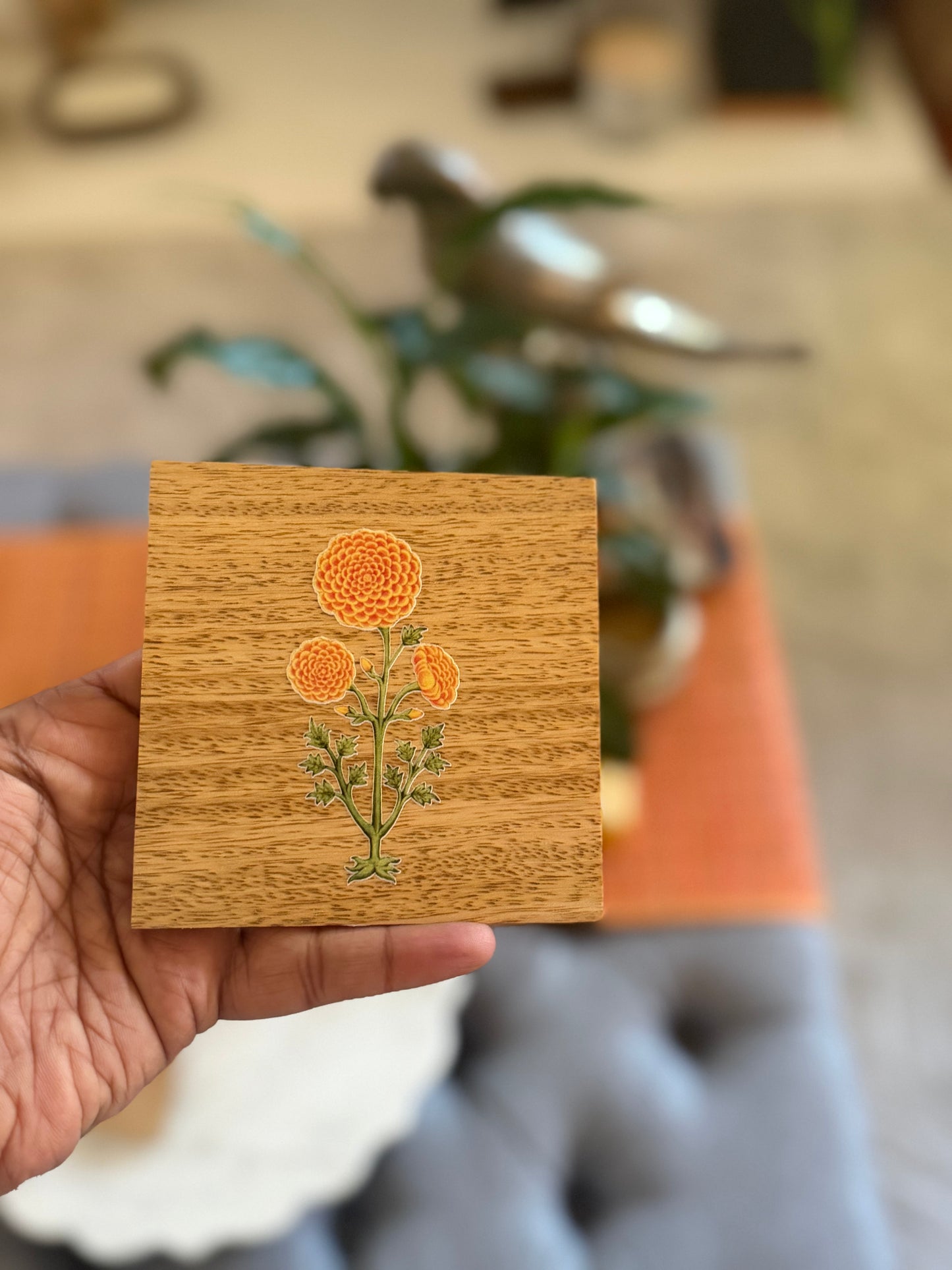 Marigold Mango Wood Coaster