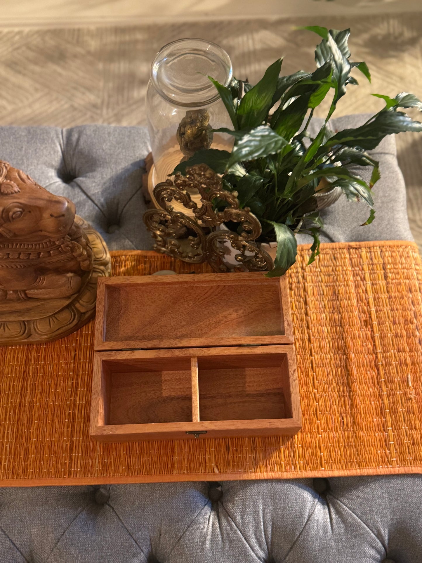 Handcrafted Wooden Tea Box – Marigold Bloom