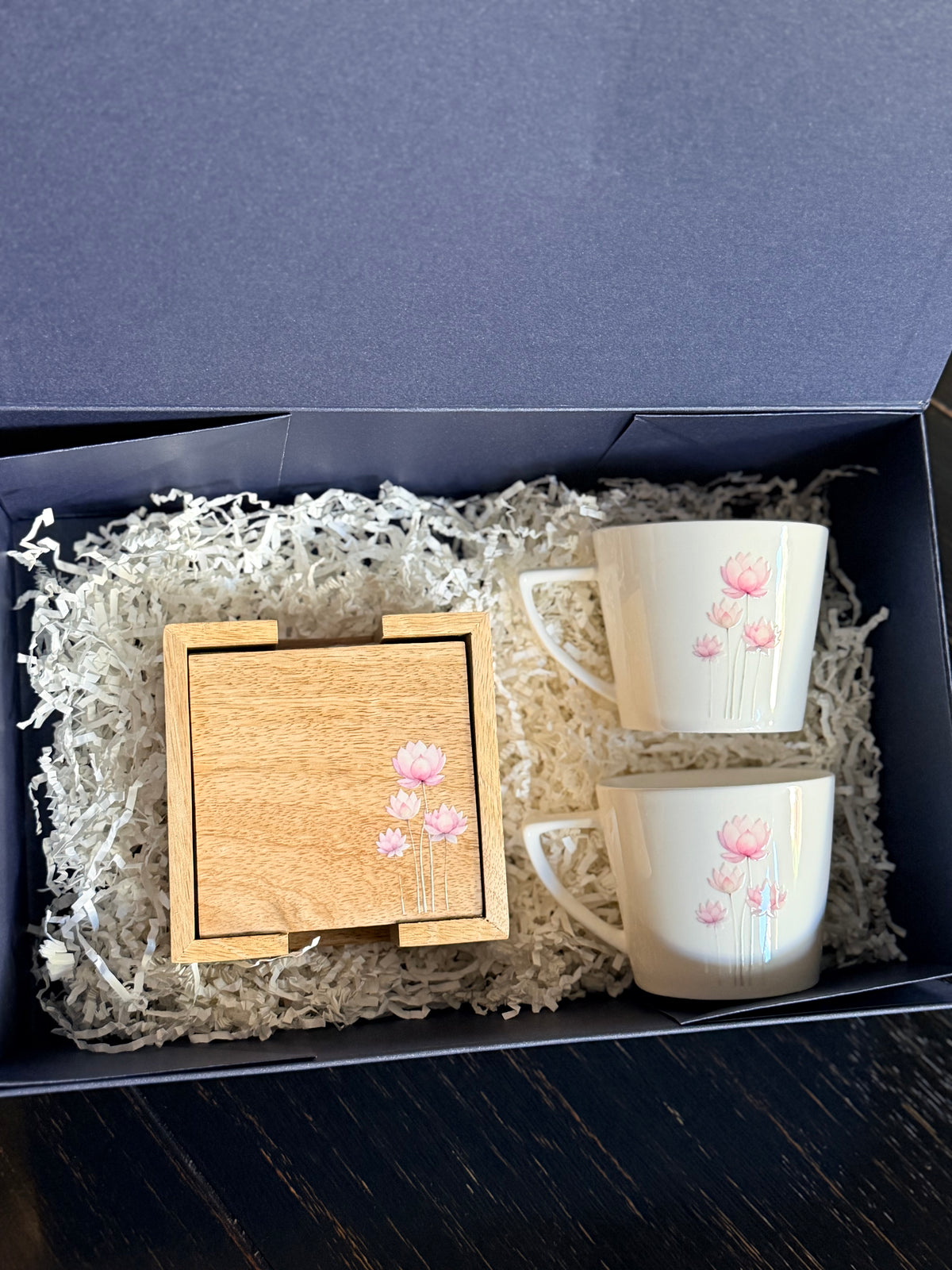 Lotus Bloom Gift Set — Coasters & Mug Duo