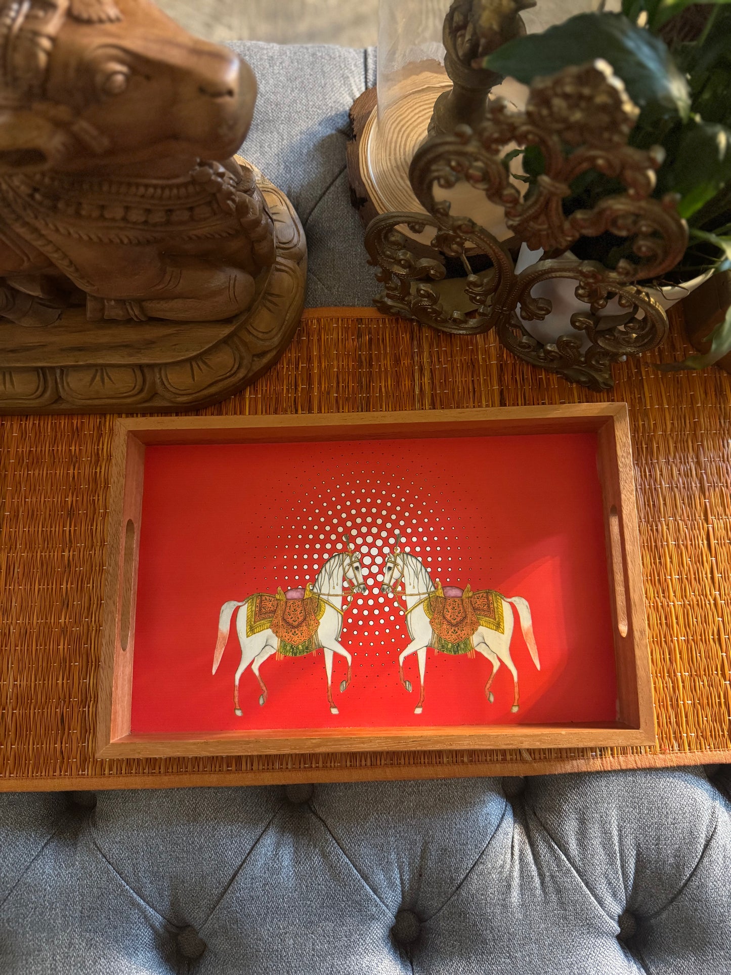 Rectangle wooden tray - Horses