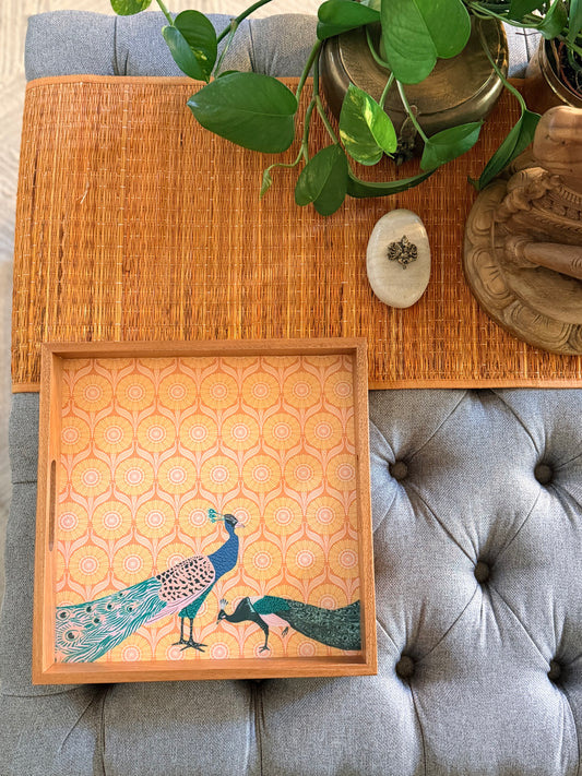 A square Tray - peacock