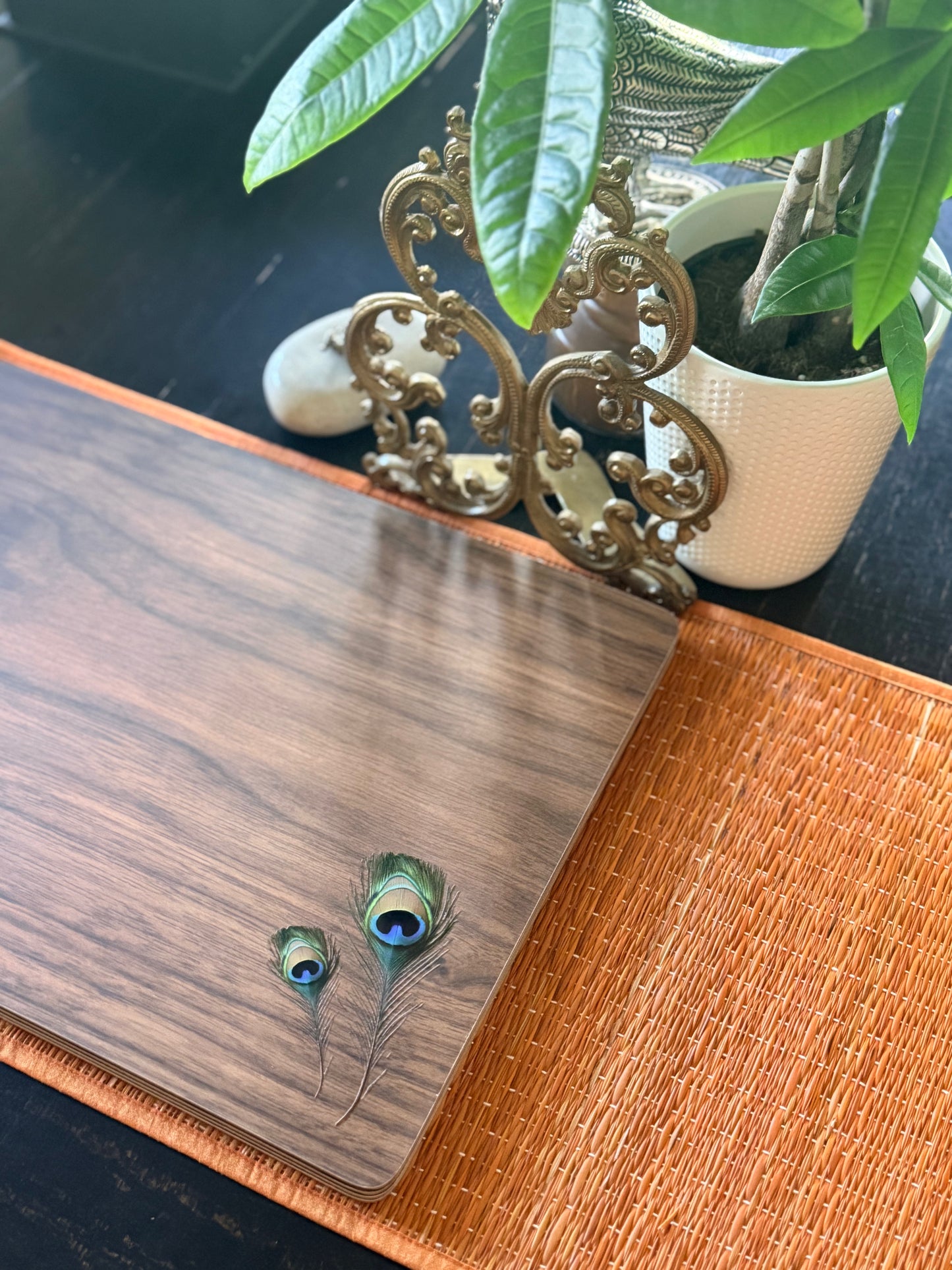 Cork based placemats- Peacock