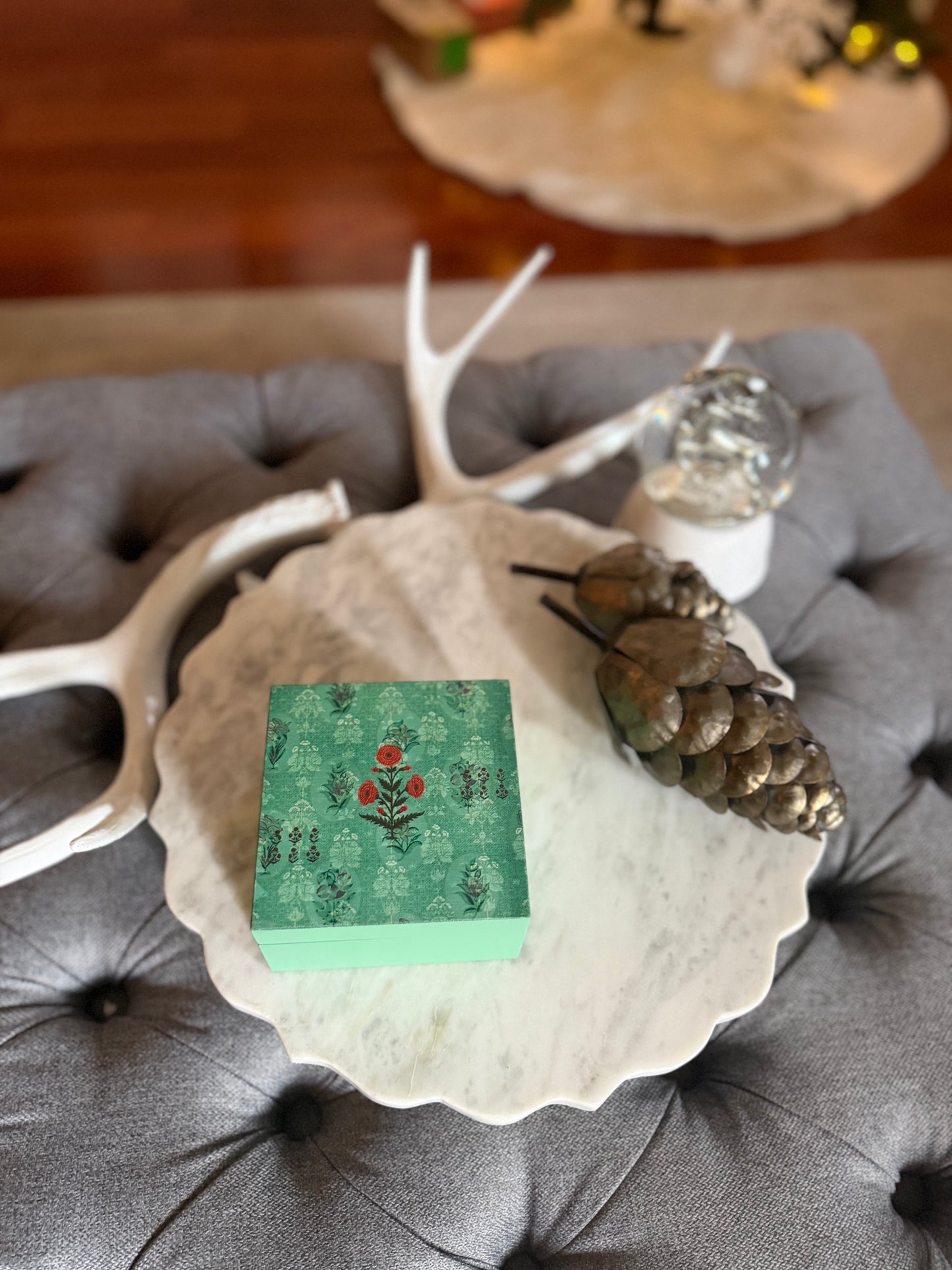 Handcrafted Trinket Box – Floral Mint Green