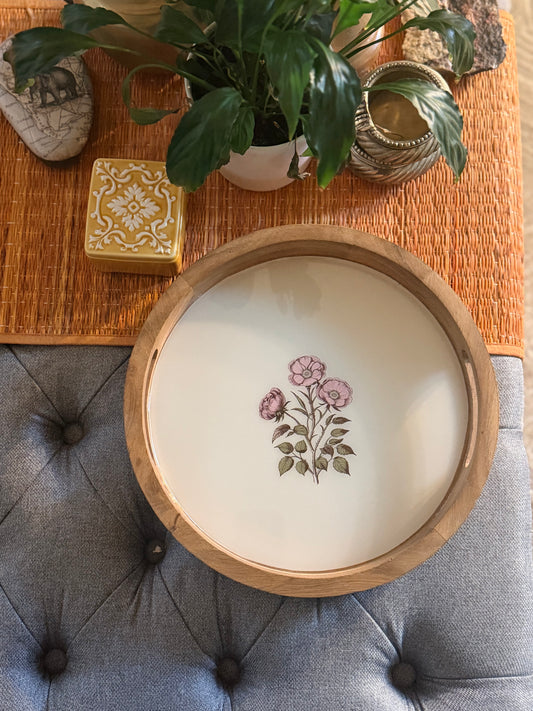 Floral round tray