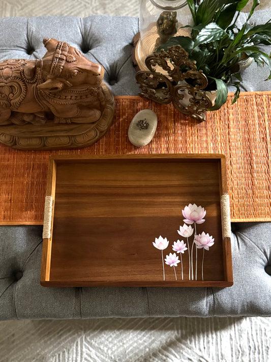 Lotus Bloom Wooden Serving Tray