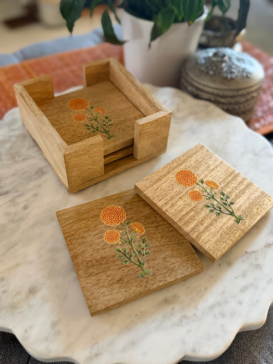 Marigold Mango Wood Coaster
