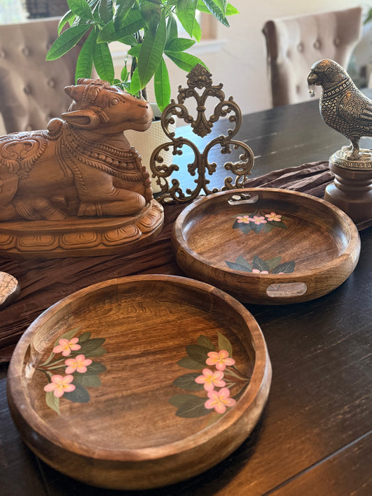 Handpainted wooden trays - blooms